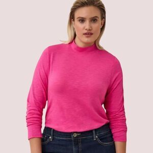 1X 14W 16W Torrid Pink Super Soft Slub Turtle Neck Tee Long Sleeve Stretch knit